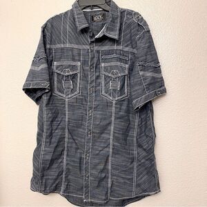 Buckle BKE black label standard fit shirt Short sleeve button up casual blue L